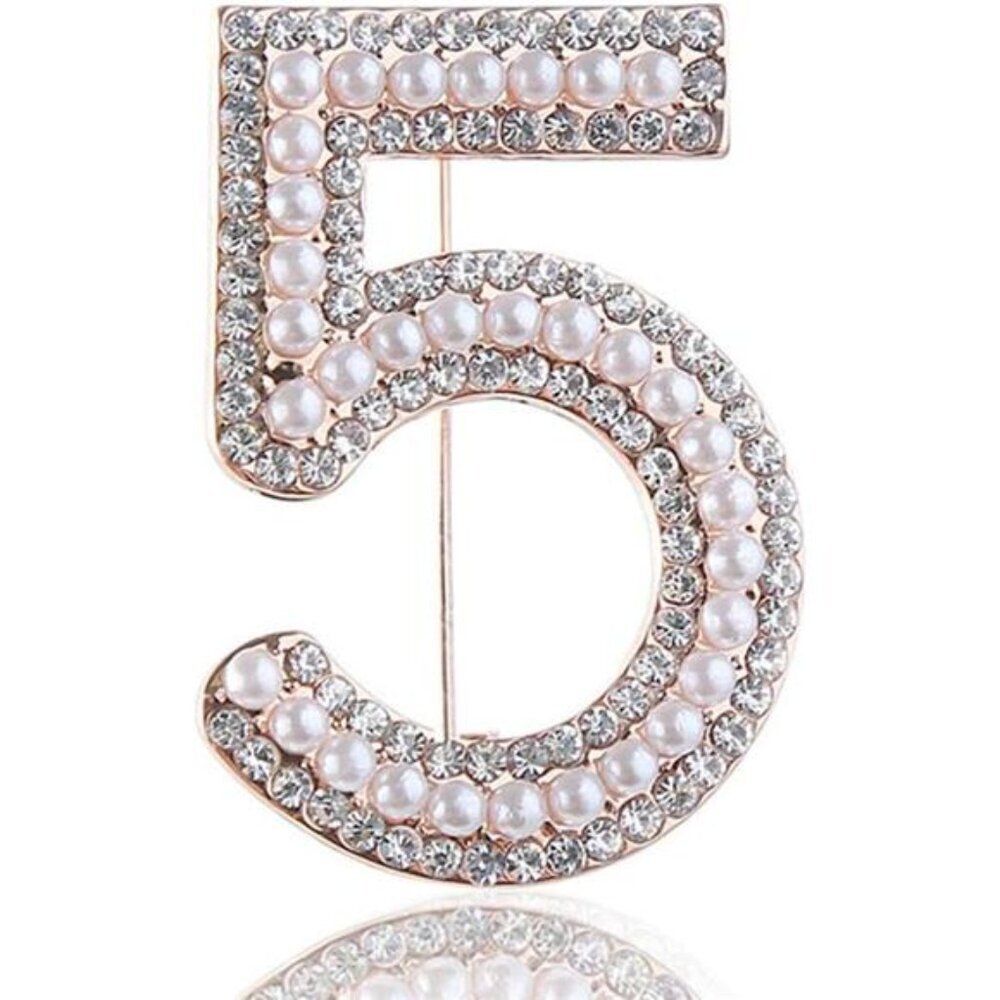 Celebrity Designer Pearl Rhinestone Pins Brooches Gift Number 5